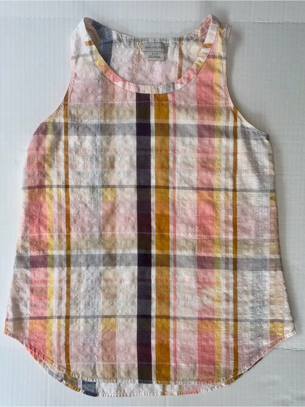 Van Heusen Women’s Lightweight Multicolor Plaid Tank Top Size Small